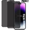 Image de Film de protection anti-espion pour iPhone 14 Pro - E.F.CONNECTION - Lot de 2 - Résistance 9H - 0.30 MM - Noir