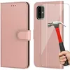 Image de Coque et Verres Trempés - Booling - pour Samsung A51 - Rose - Effet Cuir - Protection 360°