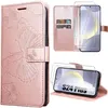 Image de Coque de protection - PROSHOP - pour Samsung Galaxy S24 Plus - Cuir PU - Motif Papillon - Rose - 2 Verres Trempés