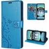Image de Coque pour Xiaomi Redmi Note 14 4G (pas pour 5G) Protection Rabat Antichoc Synthécuir Bleu Motif Papillon Fleur