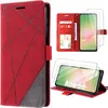 Image de Coque pour Samsung Galaxy A56 5G - BOOLING - Antichoc Protection Synthécuir Rouge - 2 Verres Trempés
