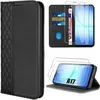 Image de Coque de Protection - BOOLING - pour Samsung Galaxy A17 4G/5G - Effet Cuir Mosaïque Noir - 2 Vitres