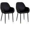 Image de Toilinux - Lot de 2 Fauteuils de table Giulia effet velours - Noir