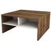 Image de Toilinux - Table basse carrée avec niches de rangement - L.80cm - Blanc et Marron