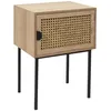 Image de Toilinux - Table de chevet en cannage 1 porte en Bois et métal - Marron