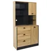 Image de Toilinux - Buffet de cuisine - H.169cm - Effet Bois et Noir