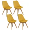 Image de Toilinux - Lot de 4 Chaises effet velours Baya - Ocre