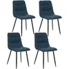 Image de Toilinux - Lot de 4 chaises Sirac effet velours - Bleu canard