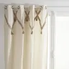 Image de Toilinux - Lot de 2 Rideaux Carmen à Pompons en jute - 140 cm x 260 cm - Beige