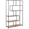 Image de Toilinux - Bibliothèque en MDF et métal avec 6 niches de rangement - Noir et Beige