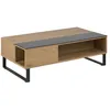 Image de Toilinux - Table basse en verre et MDF avec plateau relevable - Noir