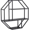 Image de Toilinux - Etagère murale hexagonale en MDF et métal - Noir