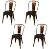 Image de Toilinux - Lot de 4 chaises vintage Liv H84 cm - Doré et noir
