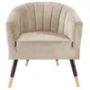 Image de Leitmotiv - Fauteuil 1 place en polyester effet velours - Beige