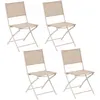Image de Toilinux - Lot de 4 chaises de jardin pliables MODULA - Lin et Argile