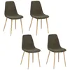 Image de Toilinux - Lot de 4 chaises scandinaves en velours côtelé ROKA - Kaki