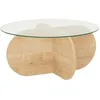 Image de Toilinux - Table basse ronde Luminix en verre et bois - Beige
