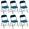 Image de Toilinux - Lot de 6 chaises pliantes effet velours - Bleu