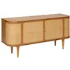 Image de Atmosphera - Buffet 4 portes en bois et rotin KISCO - Marron