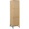 Image de Toilinux - Armoire 2 portes et 2 étagères effet tasseaux BAÏKAL - Beige