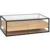 Image de Atmosphera - Table basse 2 tiroirs effet bois et verre ALDEA - Beige