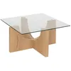 Image de Atmosphera - Table basse carrée en bois et verre ETINI - Beige