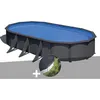 Image de Kit piscine acier gris anthracite Gré Louko ovale 744 x 399 x 122 m + Bâche dhivernage
