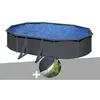 Image de Kit piscine acier gris anthracite Gré Louko ovale 527 x 327 x 122 m + Bâche dhivernage