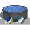 Image de Kit piscine acier gris anthracite Gré Louko ronde 320 x 122 m + Bâche à bulles + Tapis de sol