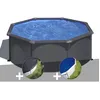 Image de Kit piscine acier gris anthracite Gré Louko ronde 320 x 122 m + Bâche dhivernage + Bâche à bulles