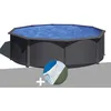 Image de Kit piscine acier gris anthracite Gré Louko ronde 370 x 122 m + Tapis de sol