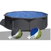 Image de Kit piscine acier gris anthracite Gré Louko ronde 370 x 122 m + Bâche dhivernage + Bâche à bulles