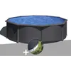 Image de Kit piscine acier gris anthracite Gré Louko ronde 370 x 122 m + Bâche dhivernage
