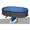 Image de Kit piscine acier gris anthracite Gré Juni ovale 634 x 399 x 132 m + Bâche à bulles