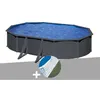 Image de Kit piscine acier gris anthracite Gré Louko ovale 527 x 327 x 122 m + Tapis de sol