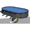Image de Kit piscine acier gris anthracite Gré Juni ovale 744 x 399 x 132 m + Bâche dhivernage