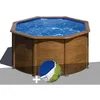 Image de Kit piscine acier aspect bois Gré Pacific ronde 260 x 122 m + Bâche à bulles