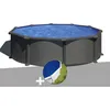 Image de Kit piscine acier gris anthracite Gré Juni ronde 370 x 132 m + Bâche à bulles