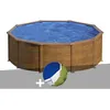 Image de Kit piscine acier aspect bois Gré Pacific ronde 480 x 122 m + Bâche à bulles