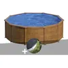 Image de Kit piscine acier aspect bois Gré Pacific ronde 4 80 x 1 22 m + Bâche dhivernage