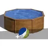 Image de Kit piscine acier aspect bois Gré Pacific ronde 370 x 122 m + Bâche à bulles