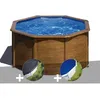 Image de Kit piscine acier aspect bois Gré Pacific ronde 260 x 122 m + Bâche dhivernage + Bâche à bulles