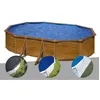 Image de Kit piscine acier aspect bois Gré Pacific ovale 527 x 327 x 122 m + Bâche dhivernage + Bâche à bulles + Tapis de sol