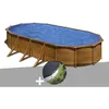 Image de Kit piscine acier aspect bois Gré Pacific ovale 744 x 399 x 122 m + Bâche dhivernage