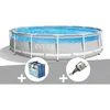 Image de Kit piscine tubulaire Intex Prism Frame Clearview ronde 427 x 107 m + Bâche à bulles + Aspirateur