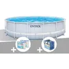 Image de Kit piscine tubulaire Intex Chevron ronde 488 x 122 m + 6 cartouches de filtration + Bâche à bulles