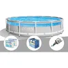 Image de Kit piscine tubulaire Intex Prism Frame Clearview ronde 427 x 107 m + 6 cartouches de filtration + Bâche à bulles + Aspirateur