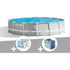 Image de Kit piscine tubulaire Intex Prism Frame ronde 457 x 107 m + Bâche à bulles + 6 cartouches de filtration
