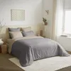 Image de Pack complet 6 pièces Taupe/Lin réversible housse de couette pour lit 160 x 200 cm