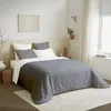 Image de Pack complet 6 pièces Anthracite/Blanc réversible housse de couette pour lit 140 x 190 cm - Blanc -